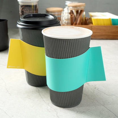 Restpresso Turquoise Paper Coffee Cup Sleeve - with Handle, Fits 12 / 16 / 20 oz Cups - 1000 count box