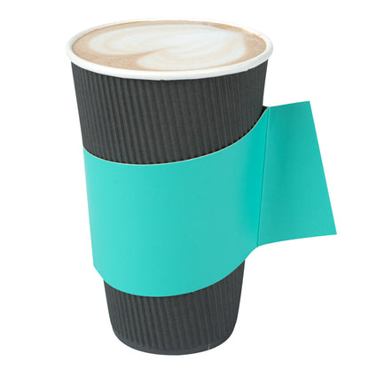 Restpresso Turquoise Paper Coffee Cup Sleeve - with Handle, Fits 12 / 16 / 20 oz Cups - 1000 count box