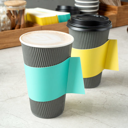 Restpresso Turquoise Paper Coffee Cup Sleeve - with Handle, Fits 12 / 16 / 20 oz Cups - 1000 count box