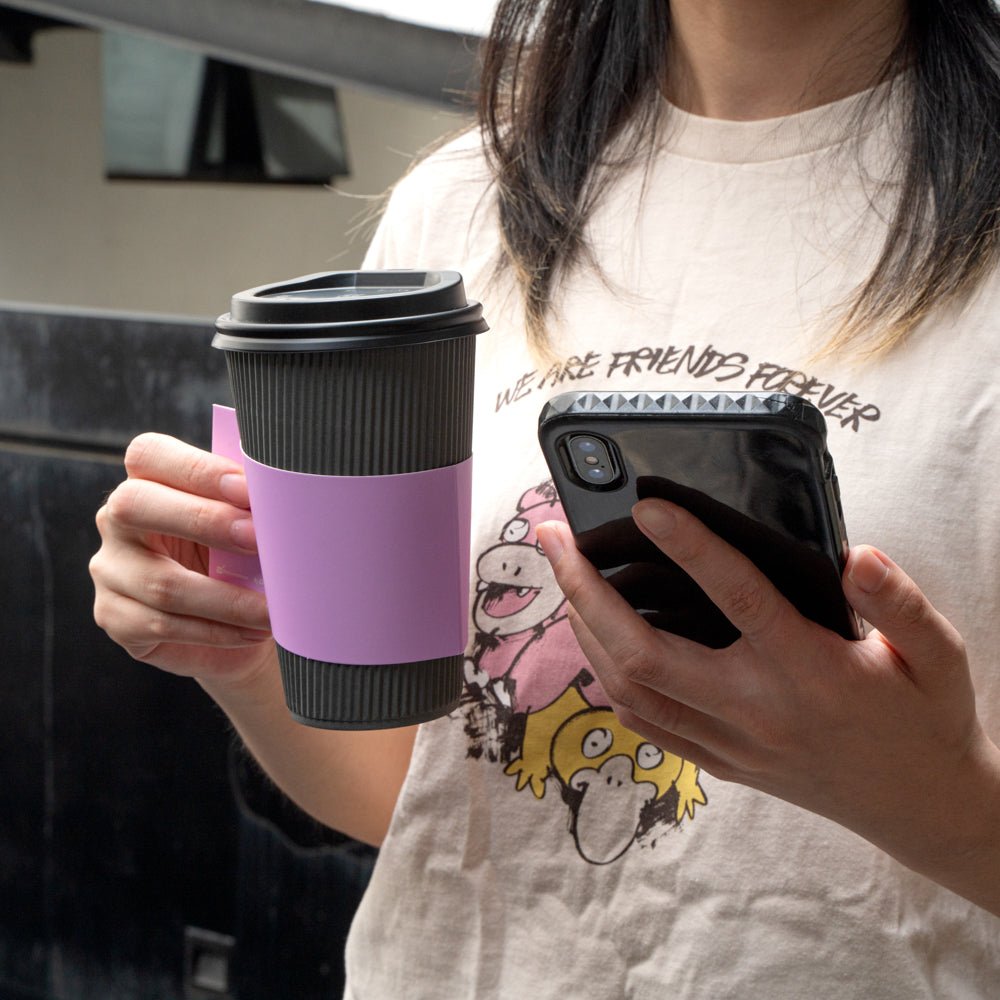 Restpresso Lavender Purple Paper Coffee Cup Sleeve - with Handle, Fits 12 / 16 / 20 oz Cups - 1000 count box