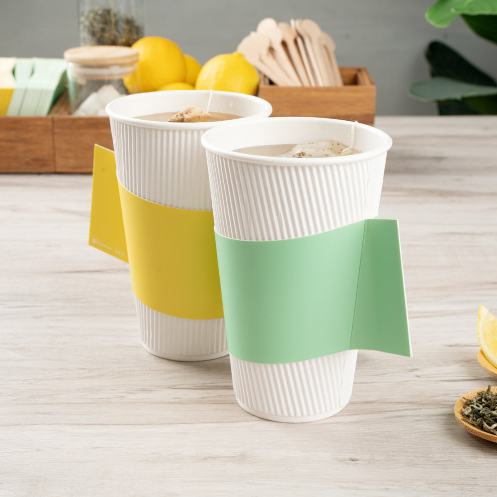 Restpresso Mint Green Paper Coffee Cup Sleeve - with Handle, Fits 12 / 16 / 20 oz Cups - 50 count box