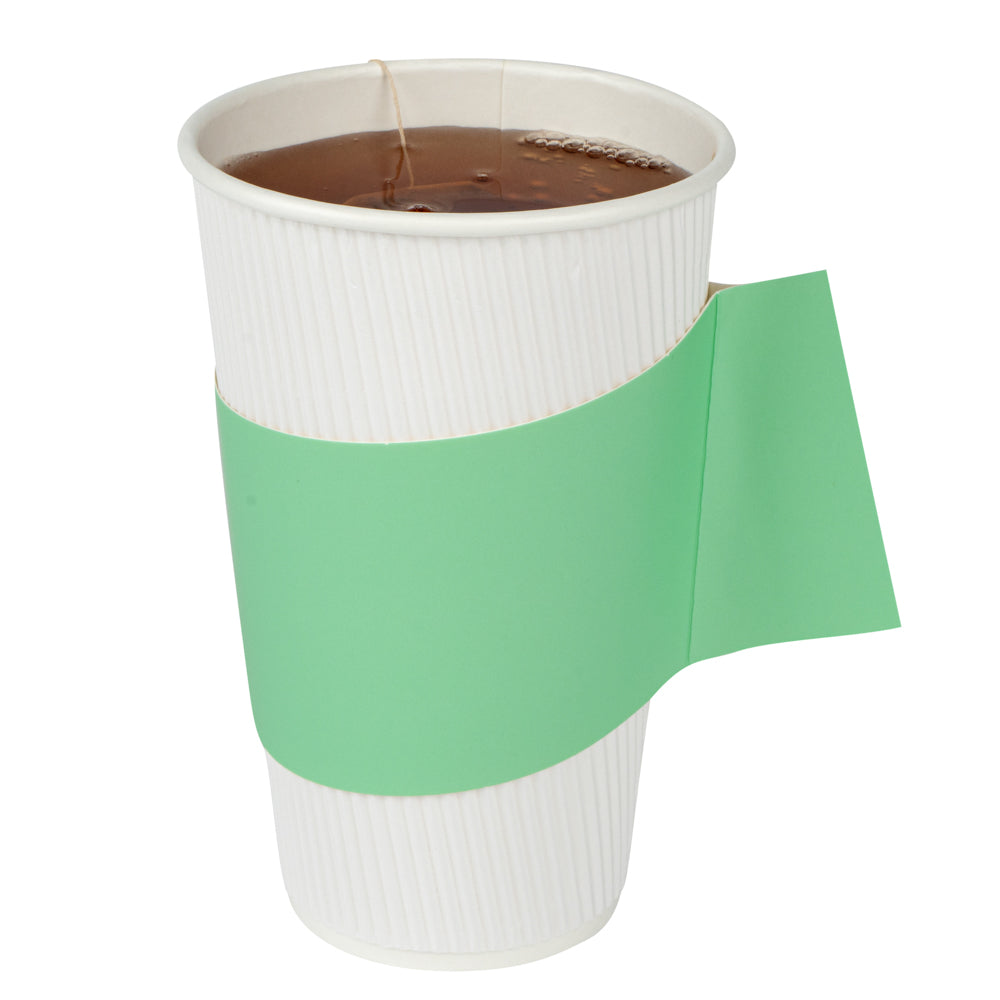 Restpresso Mint Green Paper Coffee Cup Sleeve - with Handle, Fits 12 / 16 / 20 oz Cups - 50 count box