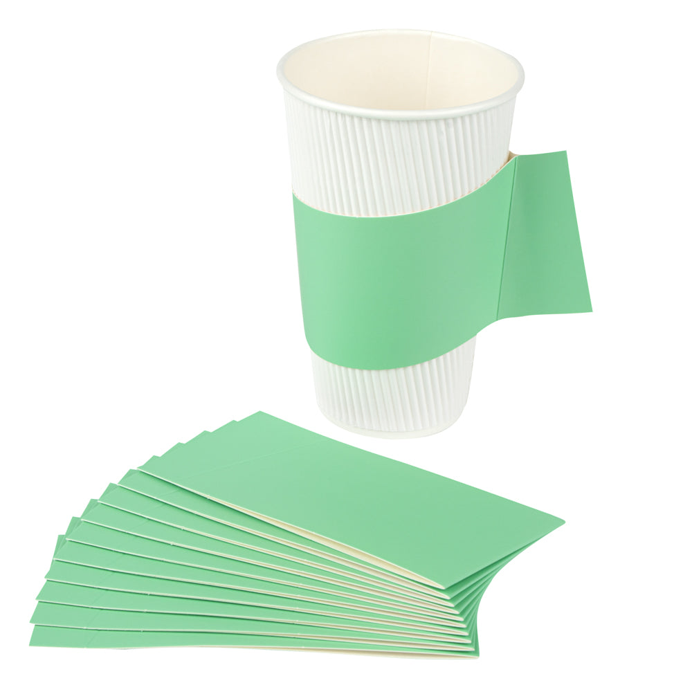 Restpresso Mint Green Paper Coffee Cup Sleeve - with Handle, Fits 12 / 16 / 20 oz Cups - 50 count box
