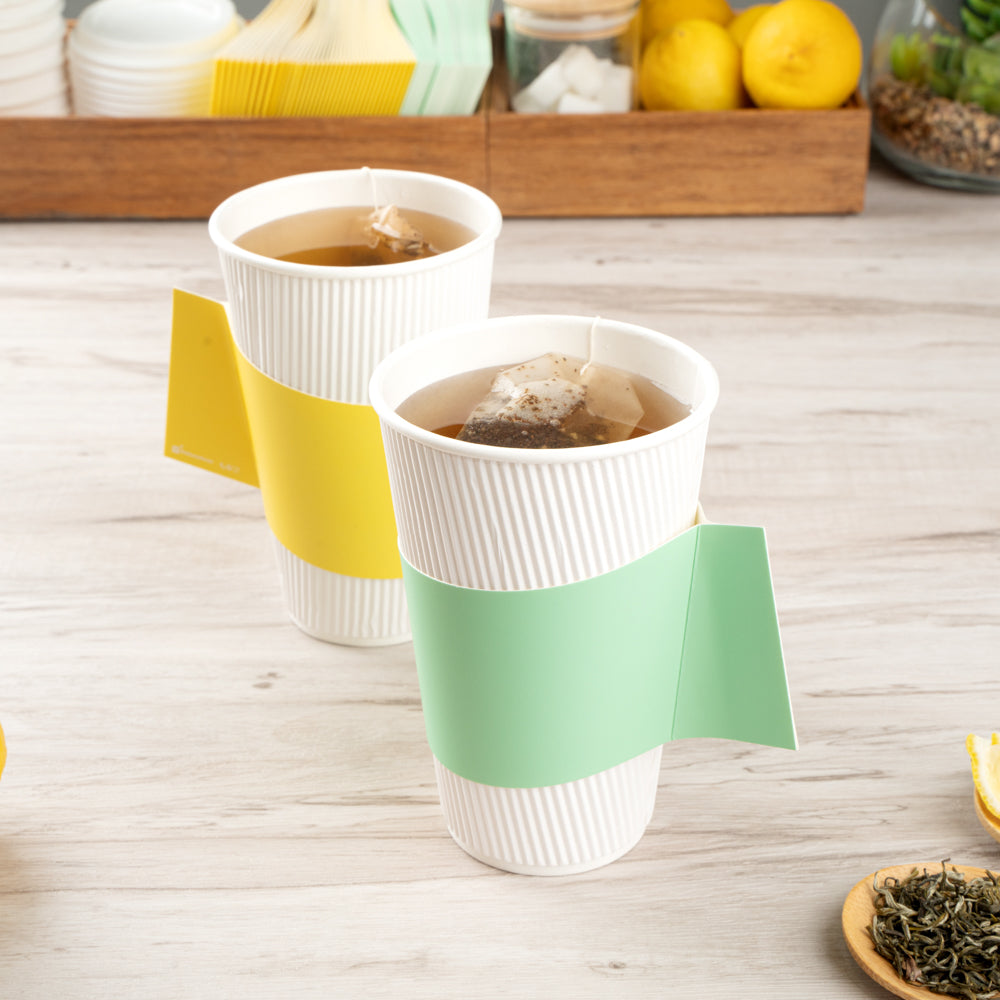 Restpresso Mint Green Paper Coffee Cup Sleeve - with Handle, Fits 12 / 16 / 20 oz Cups - 50 count box