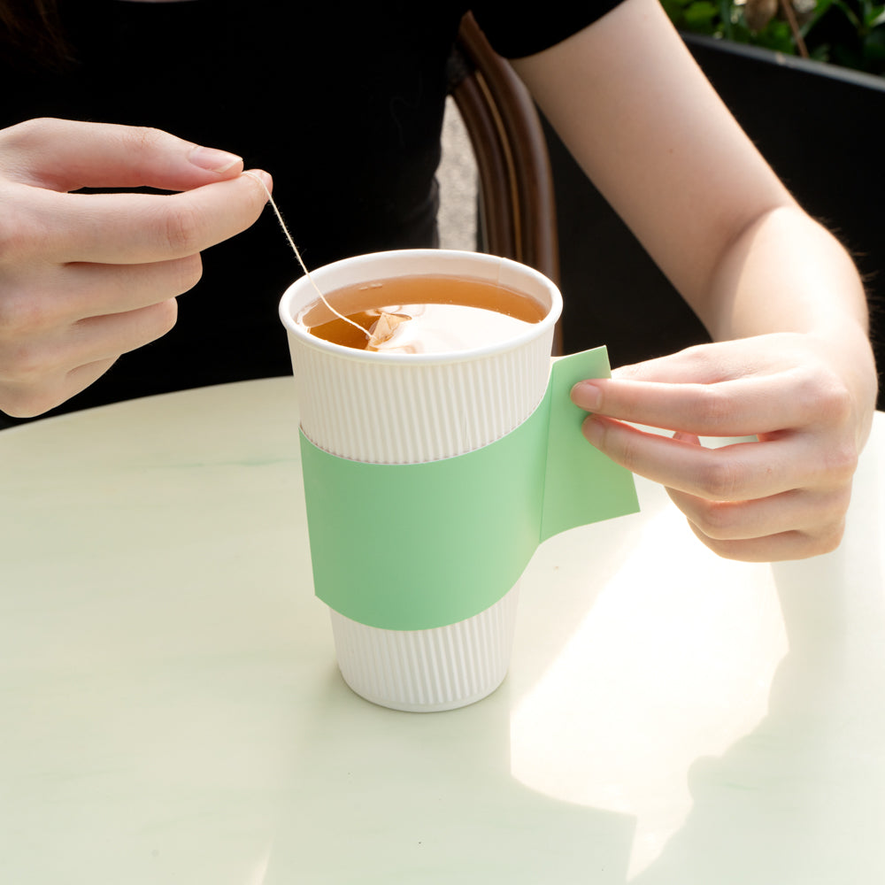 Restpresso Mint Green Paper Coffee Cup Sleeve - with Handle, Fits 12 / 16 / 20 oz Cups - 50 count box