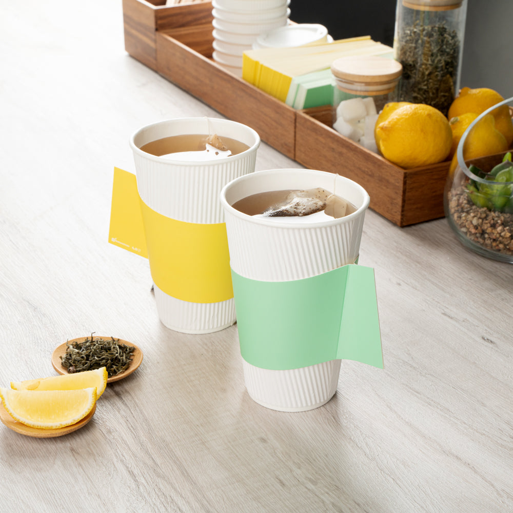 Restpresso Mint Green Paper Coffee Cup Sleeve - with Handle, Fits 12 / 16 / 20 oz Cups - 50 count box