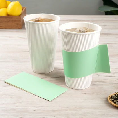 Restpresso Mint Green Paper Coffee Cup Sleeve - with Handle, Fits 12 / 16 / 20 oz Cups - 1000 count box