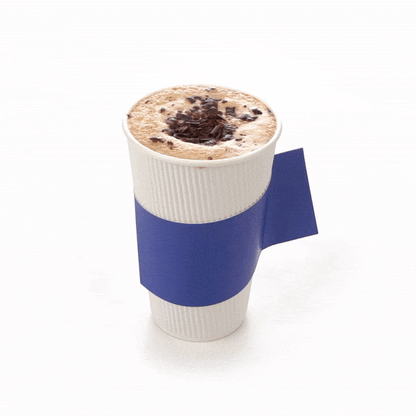 Restpresso Navy Blue Paper Coffee Cup Sleeve - with Handle, Fits 12 / 16 / 20 oz Cups - 50 count box
