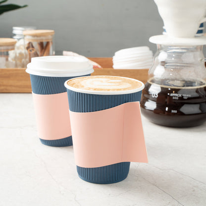Restpresso Nude Paper Coffee Cup Sleeve - with Handle, Fits 12 / 16 / 20 oz Cups - 1000 count box