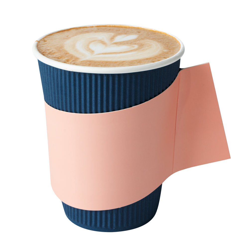 Restpresso Nude Paper Coffee Cup Sleeve - with Handle, Fits 12 / 16 / 20 oz Cups - 50 count box