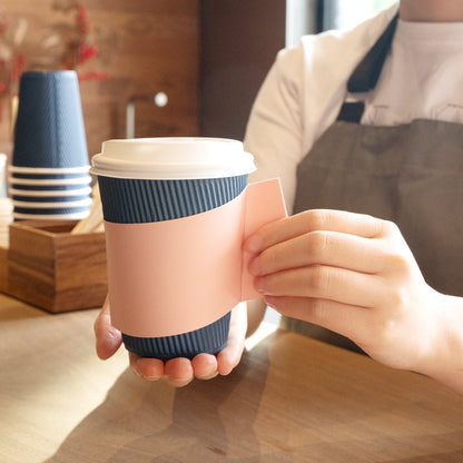 Restpresso Nude Paper Coffee Cup Sleeve - with Handle, Fits 12 / 16 / 20 oz Cups - 50 count box