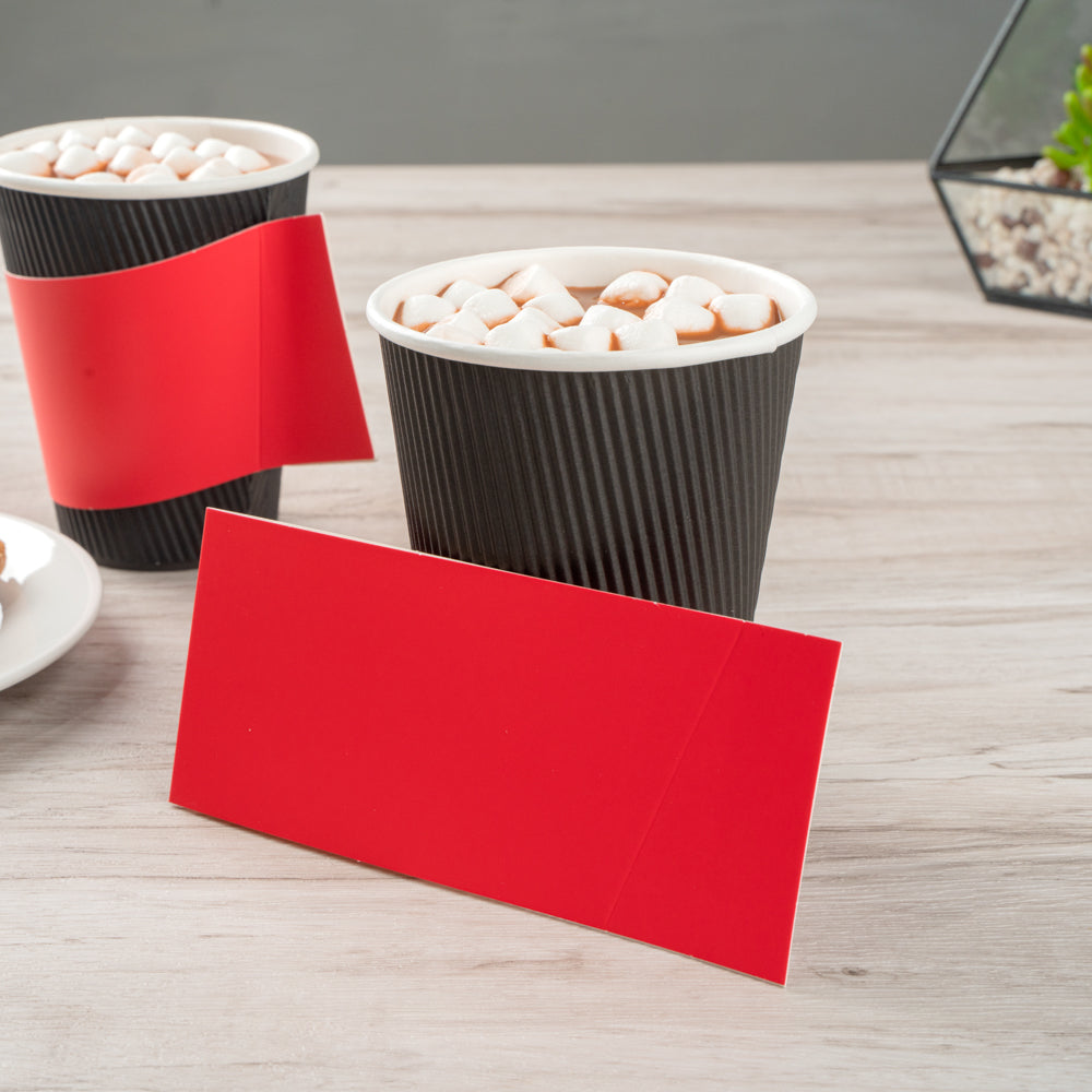 Restpresso Red Paper Coffee Cup Sleeve - with Handle, Fits 12 / 16 / 20 oz Cups - 1000 count box