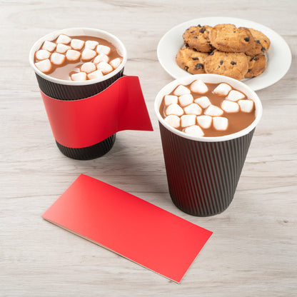 Restpresso Red Paper Coffee Cup Sleeve - with Handle, Fits 12 / 16 / 20 oz Cups - 50 count box