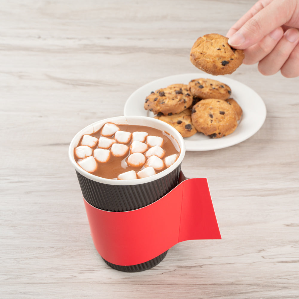 Restpresso Red Paper Coffee Cup Sleeve - with Handle, Fits 12 / 16 / 20 oz Cups - 50 count box