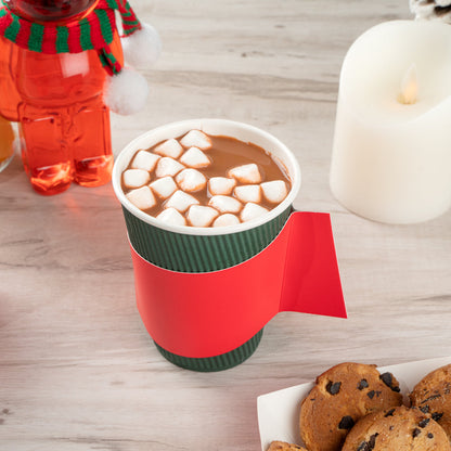 Restpresso Red Paper Coffee Cup Sleeve - with Handle, Fits 12 / 16 / 20 oz Cups - 50 count box