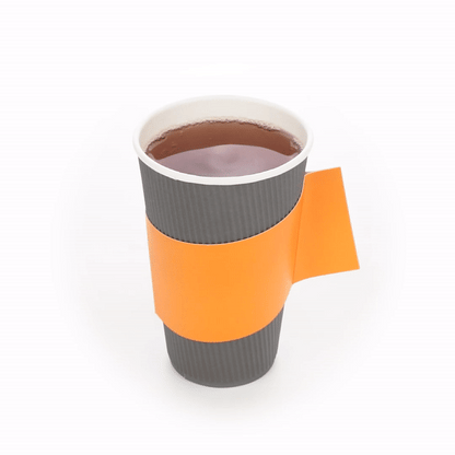 Restpresso Orange Paper Coffee Cup Sleeve - with Handle, Fits 12 / 16 / 20 oz Cups - 50 count box