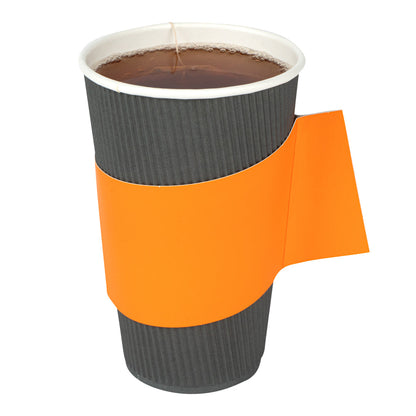 Restpresso Orange Paper Coffee Cup Sleeve - with Handle, Fits 12 / 16 / 20 oz Cups - 1000 count box