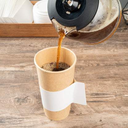 Restpresso White Paper Coffee Cup Sleeve - with Handle, Fits 12 / 16 / 20 oz Cups - 1000 count box