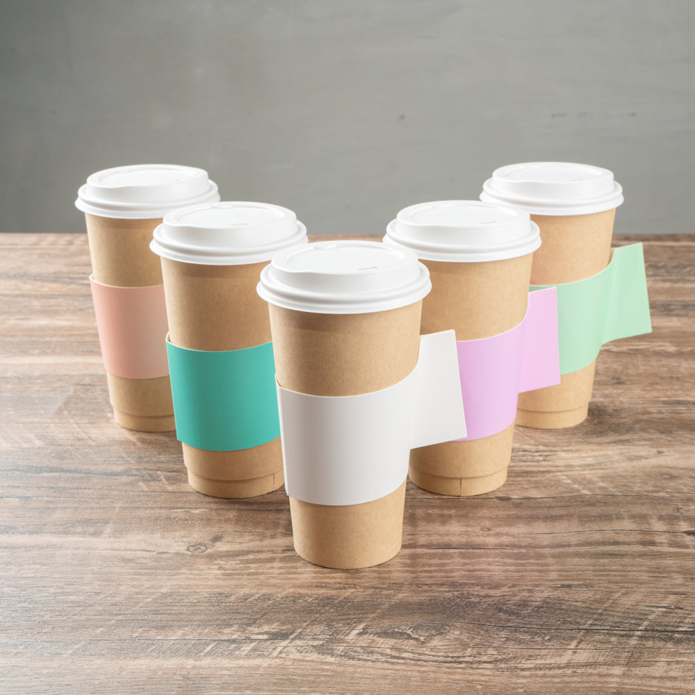 Restpresso White Paper Coffee Cup Sleeve - with Handle, Fits 12 / 16 / 20 oz Cups - 1000 count box