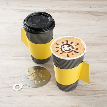Restpresso Yellow Paper Coffee Cup Sleeve - with Handle, Fits 12 / 16 / 20 oz Cups - 50 count box