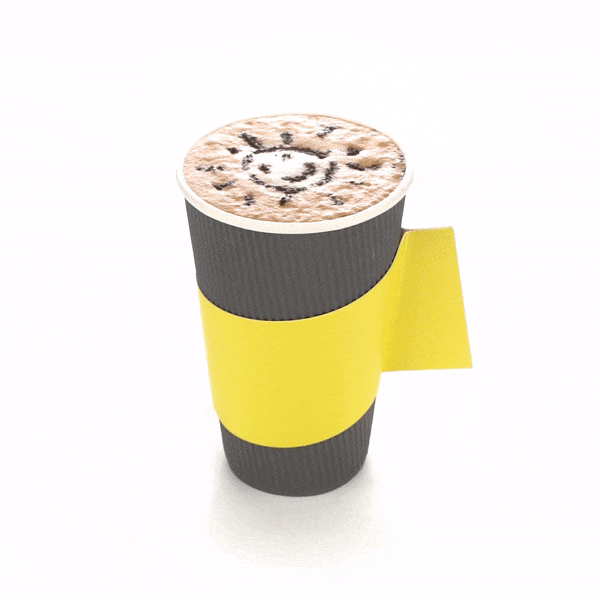 Restpresso Yellow Paper Coffee Cup Sleeve - with Handle, Fits 12 / 16 / 20 oz Cups - 50 count box
