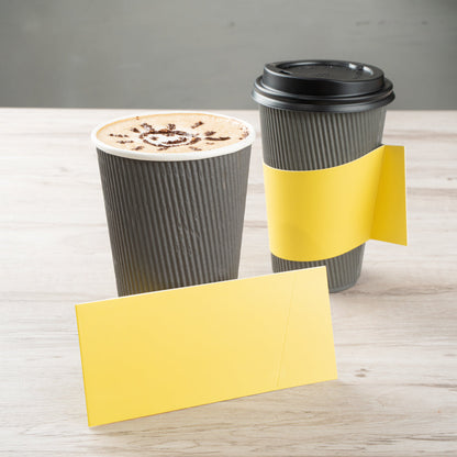 Restpresso Yellow Paper Coffee Cup Sleeve - with Handle, Fits 12 / 16 / 20 oz Cups - 1000 count box