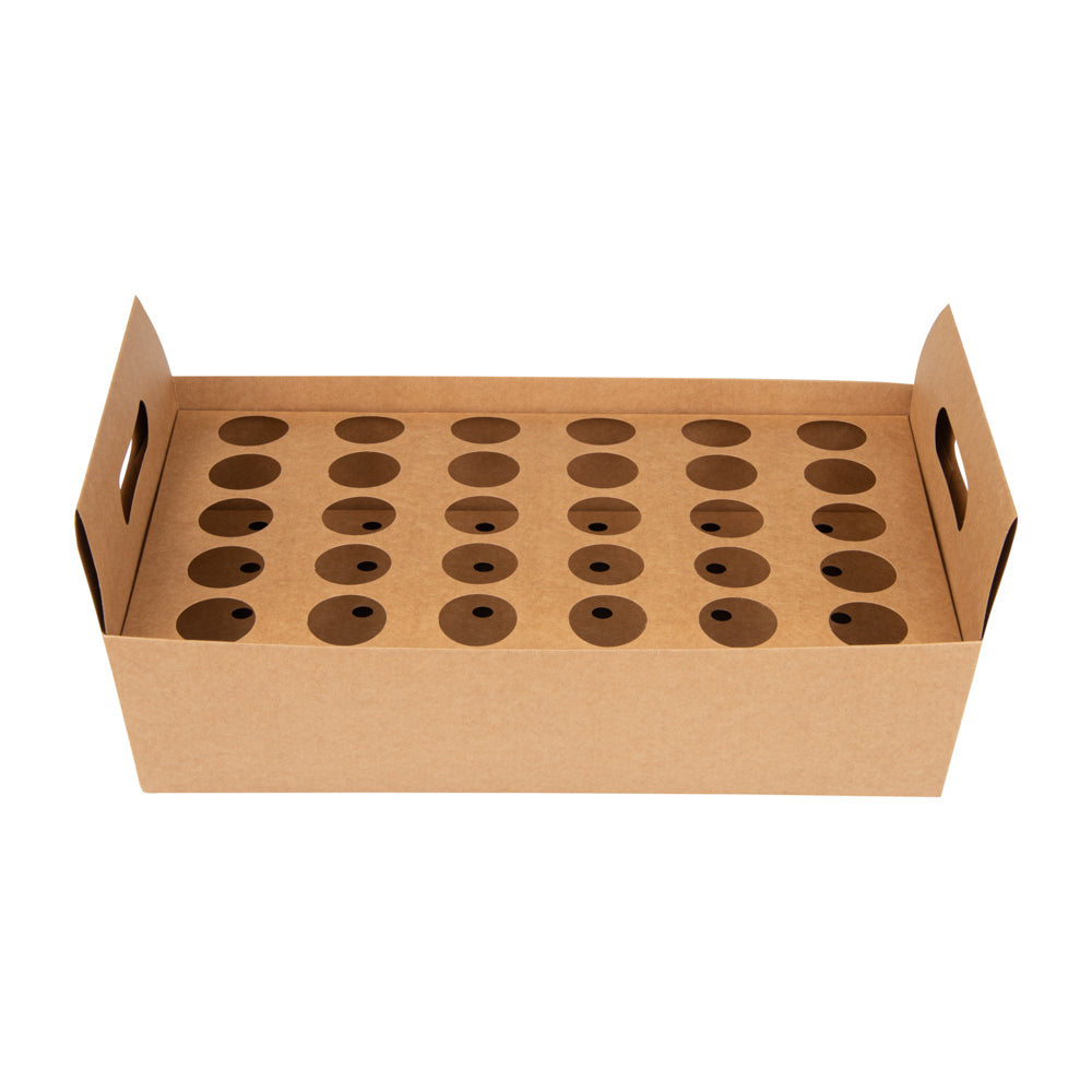 Cone Tek Kraft Paper Cone Holder - with Handles, 30 slots - 14 1/4" x 8 1/4" x 6" - 2 count box