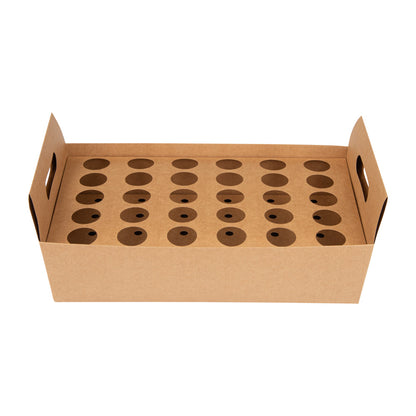 Cone Tek Kraft Paper Cone Holder - with Handles, 30 slots - 14 1/4" x 8 1/4" x 6" - 2 count box