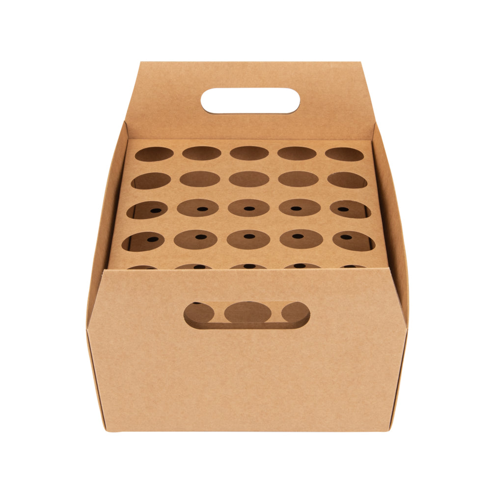 Cone Tek Kraft Paper Cone Holder - with Handles, 30 slots - 14 1/4" x 8 1/4" x 6" - 2 count box