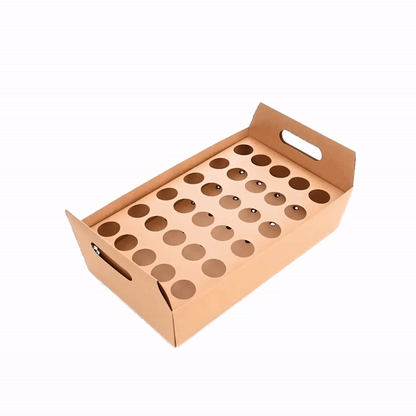 Cone Tek Kraft Paper Cone Holder - with Handles, 30 slots - 14 1/4" x 8 1/4" x 6" - 10 count box