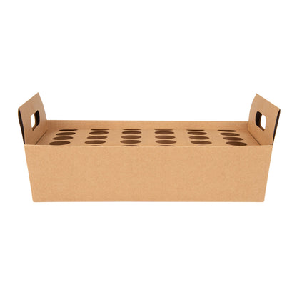 Cone Tek Kraft Paper Cone Holder - with Handles, 30 slots - 14 1/4" x 8 1/4" x 6" - 10 count box
