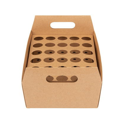Cone Tek Kraft Paper Cone Holder - with Handles, 30 slots - 14 1/4" x 8 1/4" x 6" - 10 count box