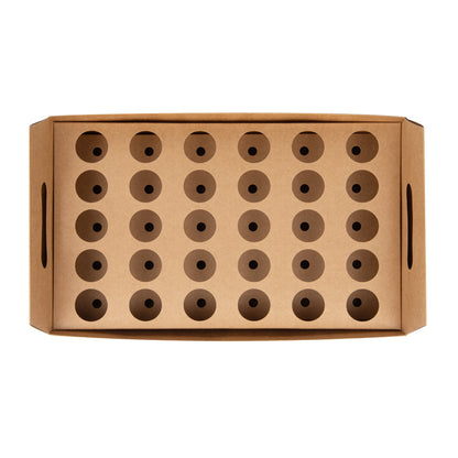 Cone Tek Kraft Paper Cone Holder - with Handles, 30 slots - 14 1/4" x 8 1/4" x 6" - 10 count box