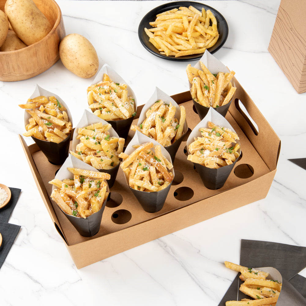 Cone Tek Kraft Paper Cone Holder - with Handles, 30 slots - 14 1/4" x 8 1/4" x 6" - 10 count box