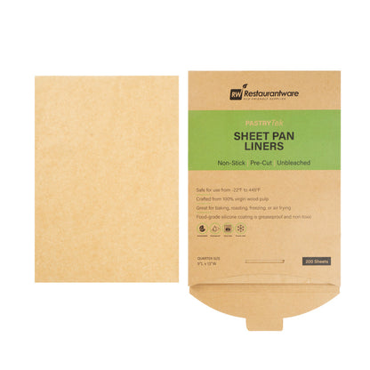 Pastry Tek Unbleached Parchment Paper Quarter Size Sheet Pan Liner - Silicone Coated - 9" x 13" - 200 count box