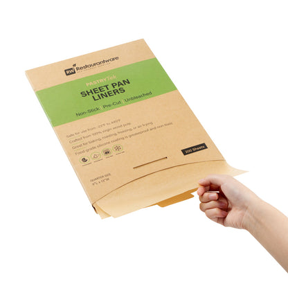 Pastry Tek Unbleached Parchment Paper Quarter Size Sheet Pan Liner - Silicone Coated - 9" x 13" - 200 count box