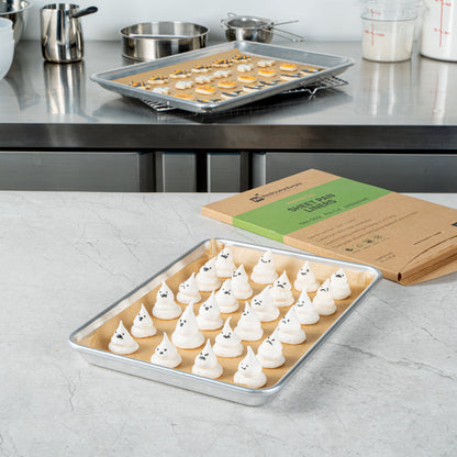 Pastry Tek Unbleached Parchment Paper Quarter Size Sheet Pan Liner - Silicone Coated - 9" x 13" - 1000 count box