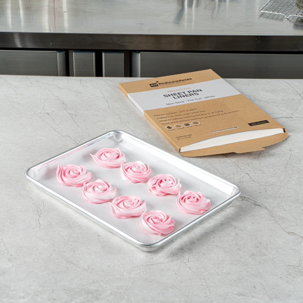 Pastry Tek White Parchment Paper Quarter Size Sheet Pan Liner - Silicone Coated - 9" x 13" - 200 count box