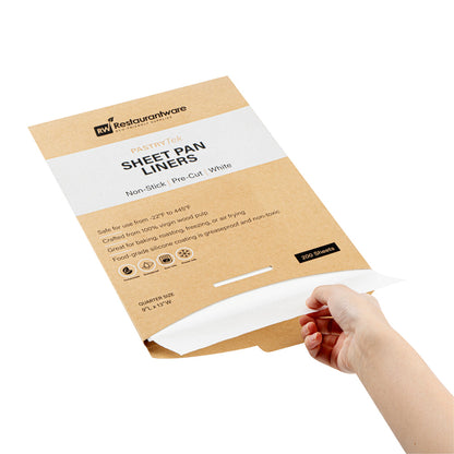 Pastry Tek White Parchment Paper Quarter Size Sheet Pan Liner - Silicone Coated - 9" x 13" - 200 count box
