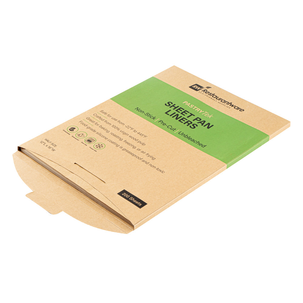 Pastry Tek Unbleached Parchment Paper Half Size Sheet Pan Liner - Silicone Coated - 12" x 16" - 200 count box