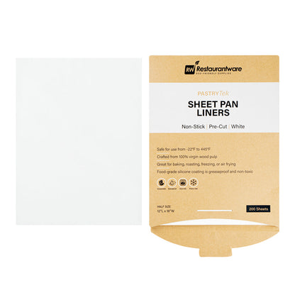 Pastry Tek White Parchment Paper Half Size Sheet Pan Liner - Silicone Coated - 12" x 16" - 200 count box