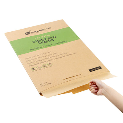 Pastry Tek Unbleached Parchment Paper Full Size Sheet Pan Liner - Silicone Coated, Compostable - 16" x 24" - 200 count box