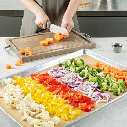 Pastry Tek Unbleached Parchment Paper Full Size Sheet Pan Liner - Silicone Coated, Compostable - 16" x 24" - 200 count box