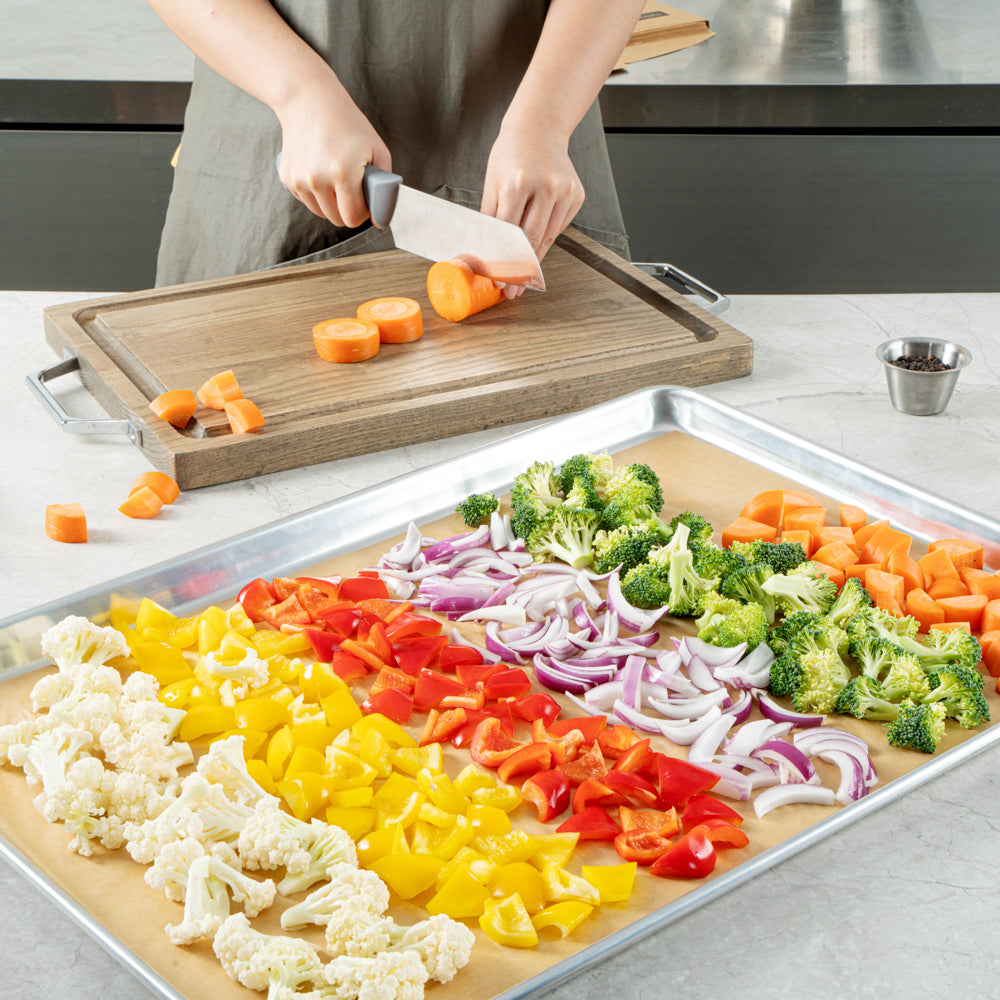 Pastry Tek Unbleached Parchment Paper Full Size Sheet Pan Liner - Silicone Coated, Compostable - 16" x 24" - 1000 count box