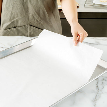 Pastry Tek White Parchment Paper Full Size Sheet Pan Liner - Silicone Coated, Compostable - 16" x 24" - 1000 count box