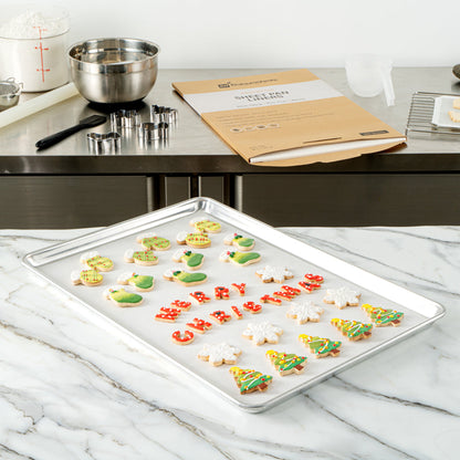 Pastry Tek White Parchment Paper Full Size Sheet Pan Liner - Silicone Coated, Compostable - 16" x 24" - 1000 count box