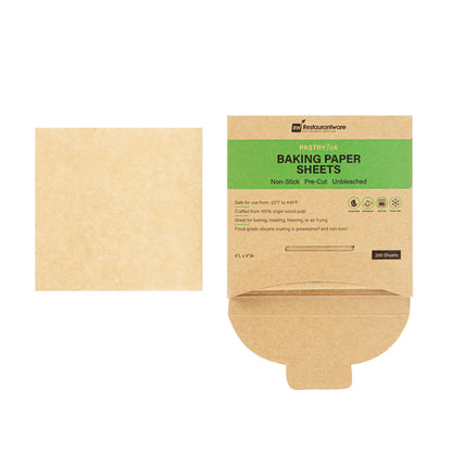 Pastry Tek Unbleached Parchment Paper Baking Sheet - Precut, Silicone Coated - 4" x 4" - 200 count box