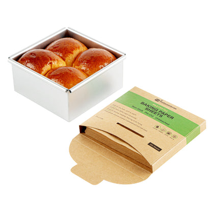 Pastry Tek Unbleached Parchment Paper Baking Sheet - Precut, Silicone Coated - 4" x 4" - 200 count box