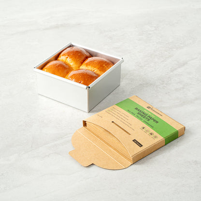 Pastry Tek Unbleached Parchment Paper Baking Sheet - Precut, Silicone Coated - 4" x 4" - 200 count box