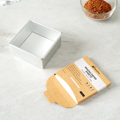 Pastry Tek White Parchment Paper Baking Sheet - Precut, Silicone Coated - 4" x 4" - 200 count box